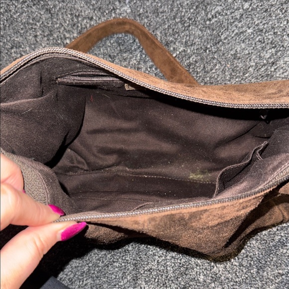 Jones Wear Rich Brown Suede Shoulder Bag - Picture 3 of 3